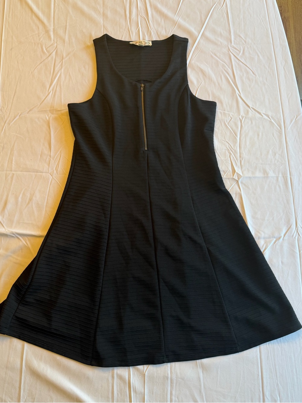 Pink Rose Black Textured Top with Graphic Label